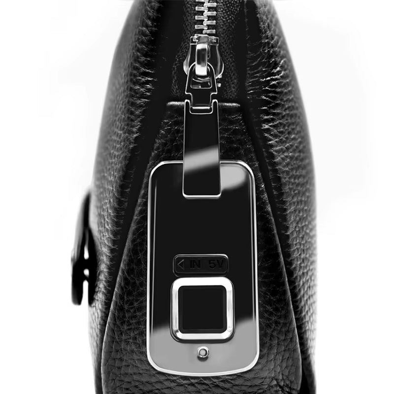 Sac à Main Homme en Cuir avec Serrure à Empreinte Digitale